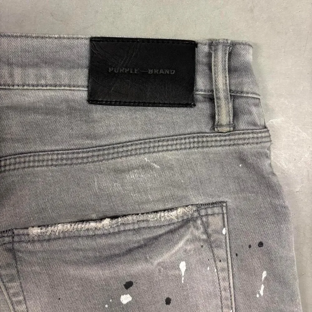 purple brand p001 painted skinny designer jeans
